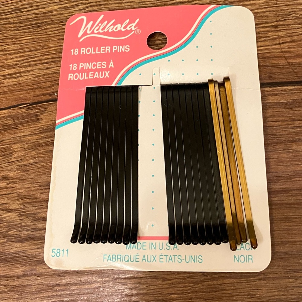 Vintage Bobby Pins Wil-Hold Rubber Tip Roller Pins 21 Pins on Card Vintage